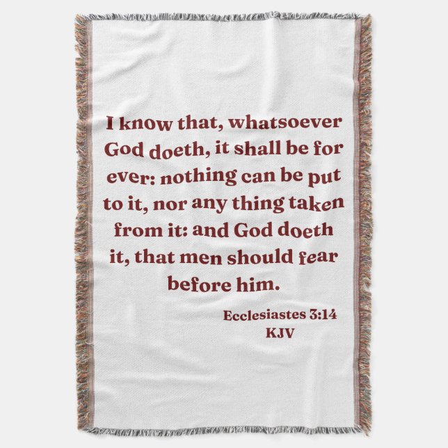 Ecclesiastes 3:14 KJV Bible Verse Throw Blanket (Front Vertical)