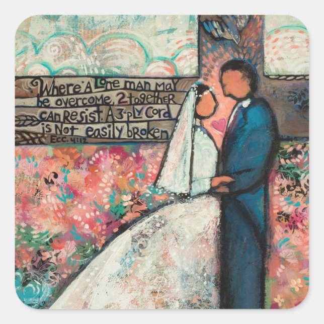 Ecclesiastes 4:12 Christian wedding stickers (Front)