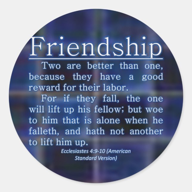 Ecclesiastes 4:9-10 classic round sticker (Front)