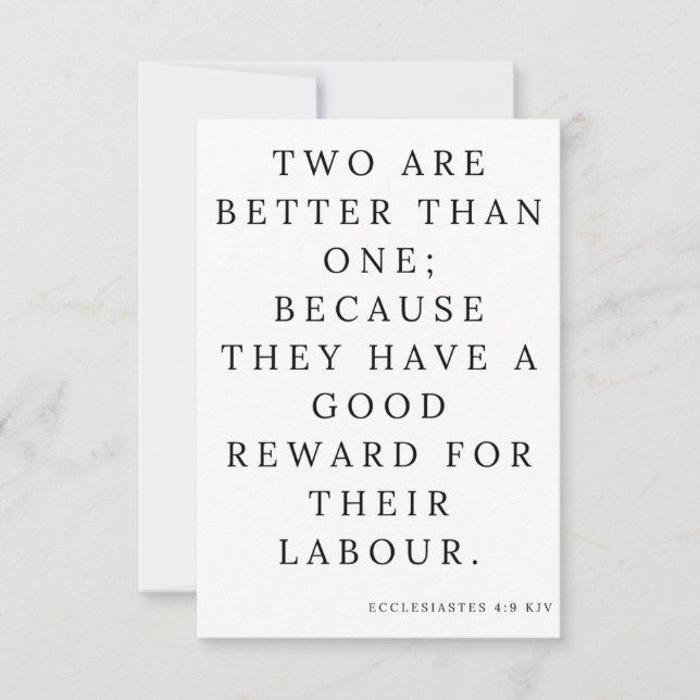 Ecclesiastes 4:9 KJV Bible Scripture Greeting Card (Front)