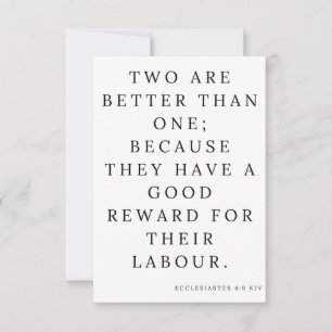 Ecclesiastes 4:9 KJV Bible Scripture Greeting Card