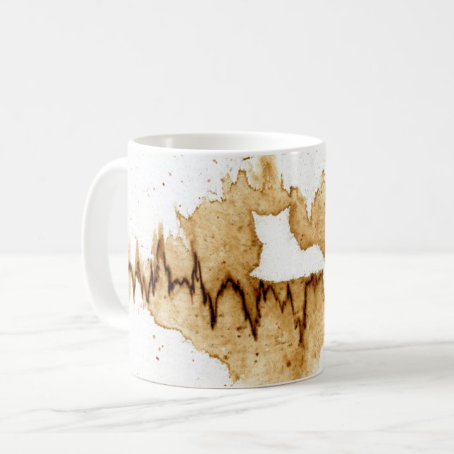 ECG Coffee Stain Art Nursing Cat Coffee Mug (Front Left)