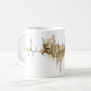 ECG Coffee Stain Art Nursing Cat Mug