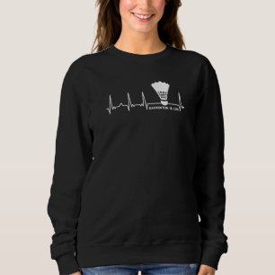 Ecg Heartbeat Badminton Player Shuttlecock Sports Sweatshirt