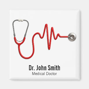 ECG Wave EKG Heartbeat Line Medical Stethoscope Magnet