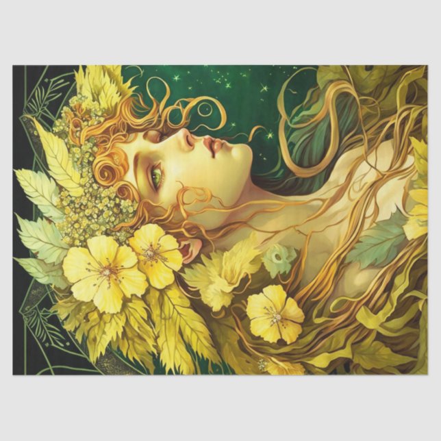 Echanted Flowers Forest Fairy Fantasy Decoupage Tissue Paper (Front)