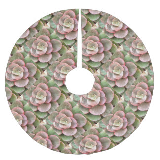 Echeveria Cactus Succulent Acrylic Painting Brushed Polyester Tree Skirt
