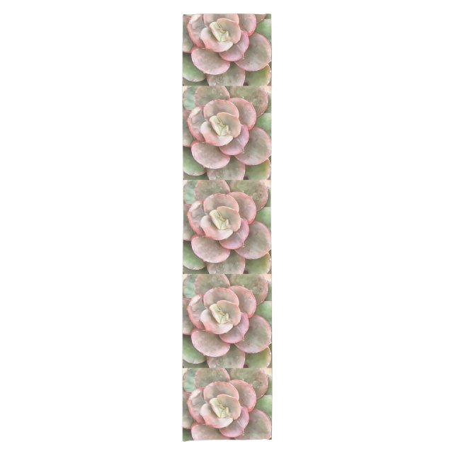 Echeveria Cactus Succulent Acrylic Painting Short Table Runner (Front)