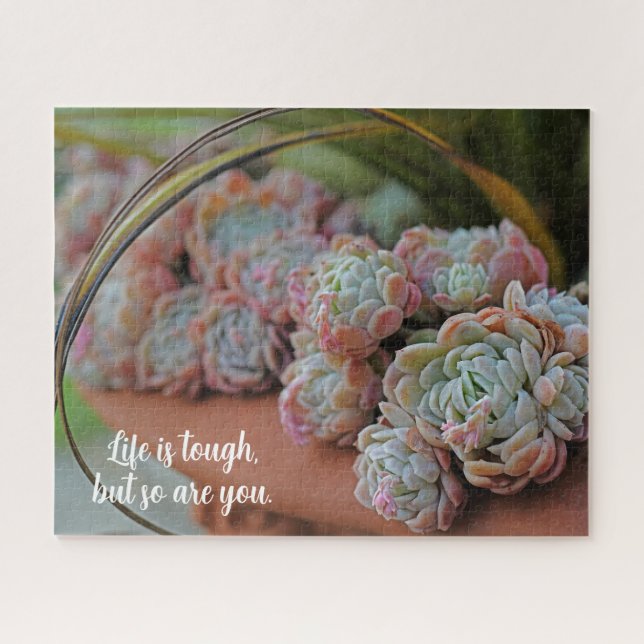Echeveria Rose Succulent Life is Tough Jigsaw Puzzle (Horizontal)