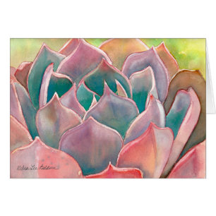 Echeveria watercolor Card by Debra Lee Baldwin