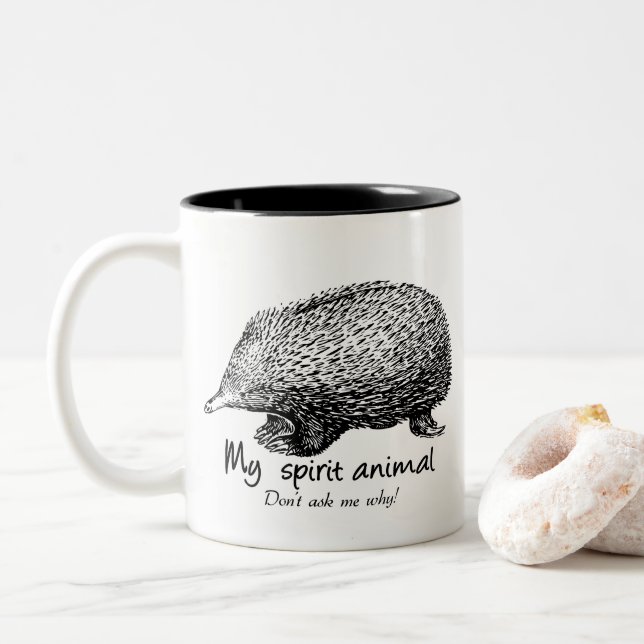 Echidna is my spirit animal. Don't ask me why! Two-Tone Coffee Mug (With Donut)
