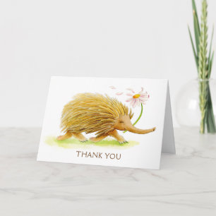 Echidna whimsy animal watercolor art card