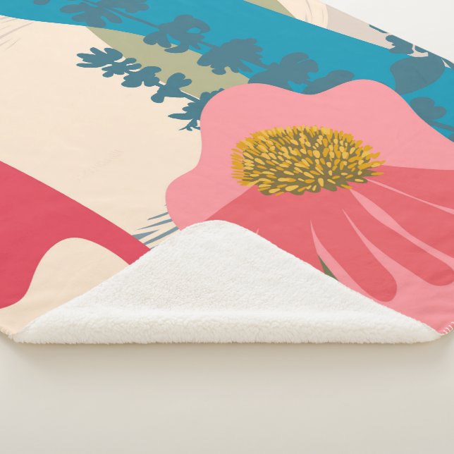Echinacea Abstract Artistic Modern Colour Blocks   Sherpa Blanket (3/4)