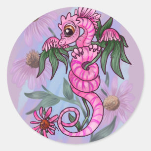 Echinacea flower lil' garden dragon classic round sticker