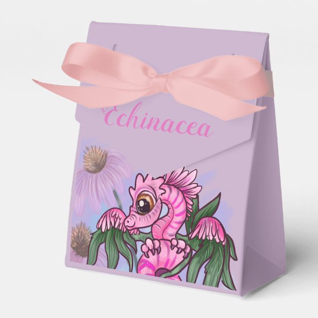 Echinacea flower lil' garden dragon favour box (Front Side)
