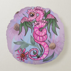 Echinacea flower lil' garden dragon round cushion