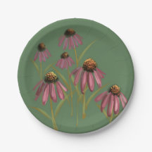Echinacea Flower Plate - Pink & Green Party