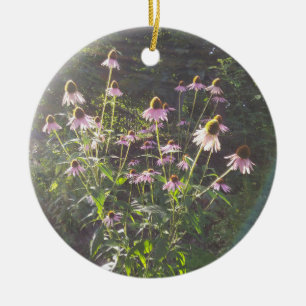 Echinacea Flowers in the Sun Ceramic Tree Decoration