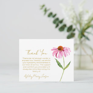 Echinacea Funeral Thank You Card Bereavement