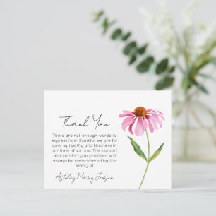 Echinacea Funeral Thank You Card Bereavement