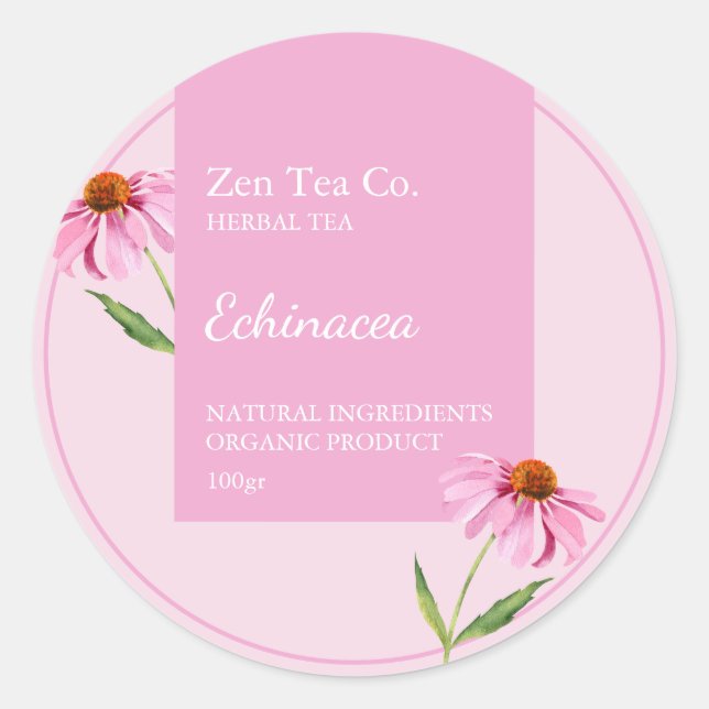 Echinacea Herbal Tea Business Label (Front)
