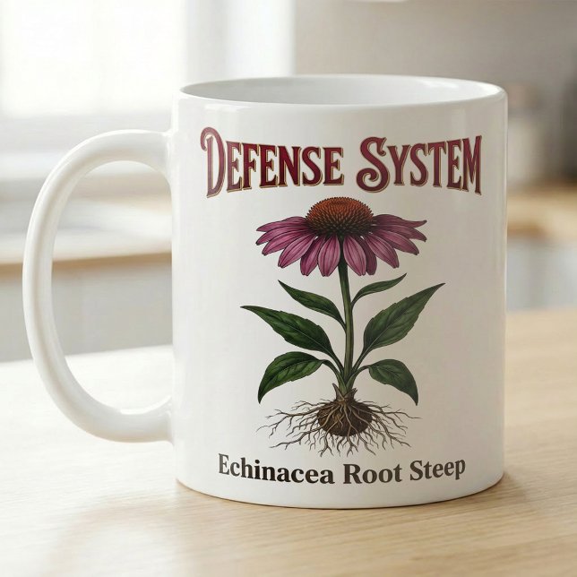 Echinacea Root Tea Botanical Print Coffee Mug (Creator Uploaded)