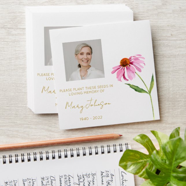 Echinacea | Simple Photo Funeral Seed Envelope (Stacked)