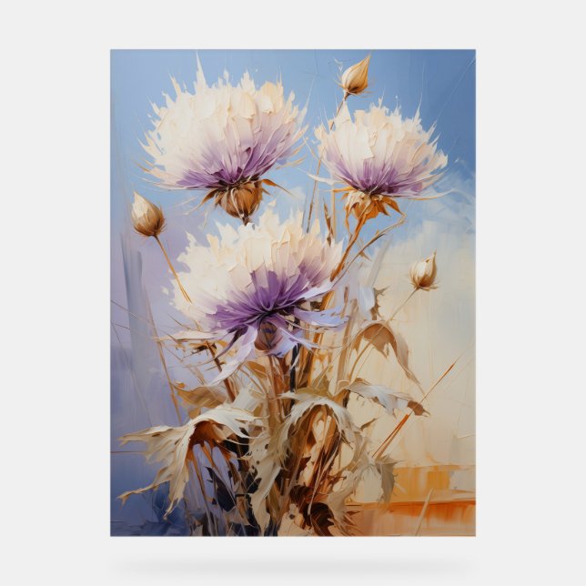 Echinops - Impasto Floral Acrylic Sign (Front)