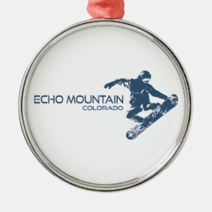 Echo Mountain Colorado Snowboarder Metal Tree Decoration