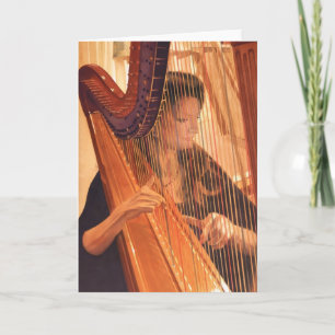 "Echo of Angels" Harp Player Watercolor Card