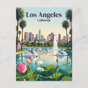 Echo Park Lake California Postcard