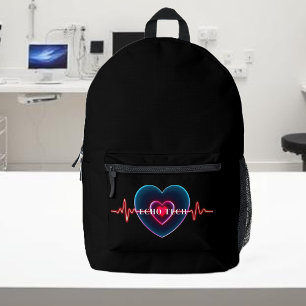 Echo Tech   Heartbeat   EKG Printed Backpack