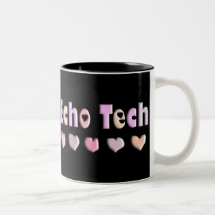 Echo Tech PINK HEARTS Design Gifts Two-Tone Coffee Mug