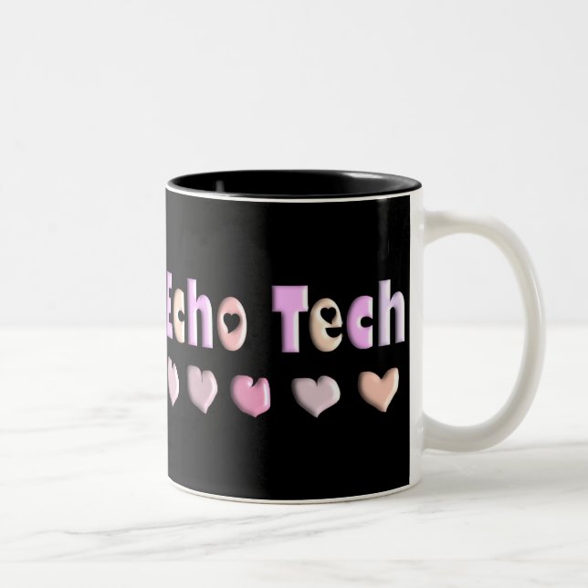 Echo Tech PINK HEARTS Design Gifts Two-Tone Coffee Mug (Right)