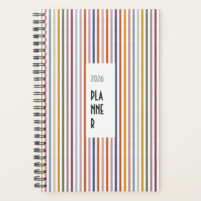 Echo Trails 2026 Planner – Multicolor Stripes (Front)