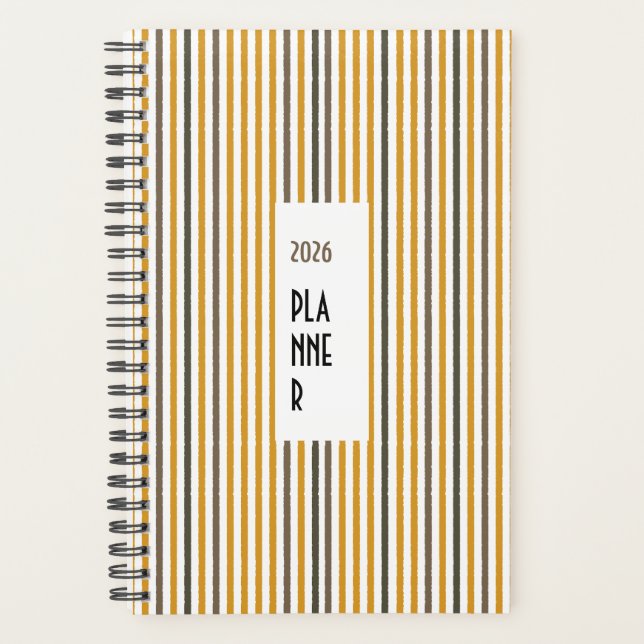 Echo Trails 2026 Planner – Mustard Stripes (Front)