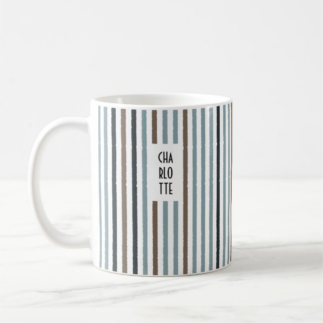 Echo Trails Custom Name Mug – Blue/Natural Stripes (Left)
