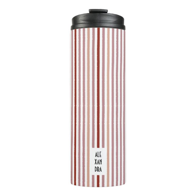 Echo Trails Custom Thermal Tumbler – Pink Stripes (Front)