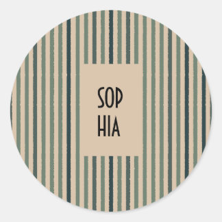 Echo Trails Round Stickers – Matcha Green Stripes