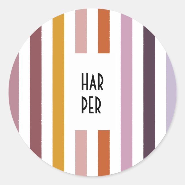 Echo Trails Round Stickers – Pink Hues Stripes (Front)