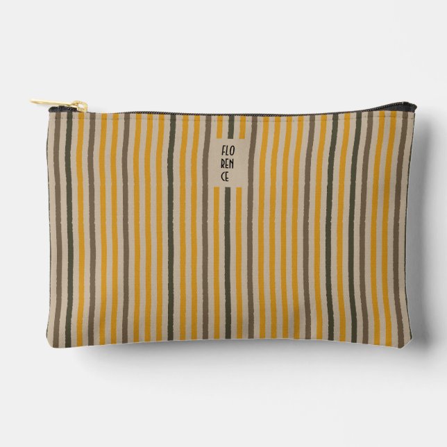 Echo Trails Stripes Accessory Pouch – Mustard (Front)