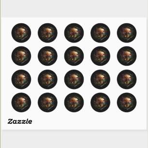 Echoed Past Whimsical Boy and Bison Classic Round Sticker