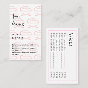 "Echoes" Auto Repair Price Cards