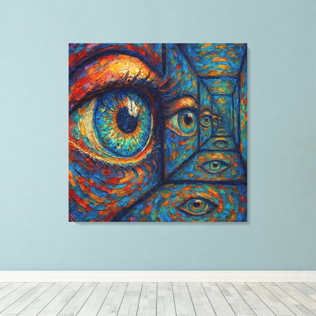 “Echoes in the Iris” - A Surreal Portrait Canvas Print (Insitu(Wood Floor))