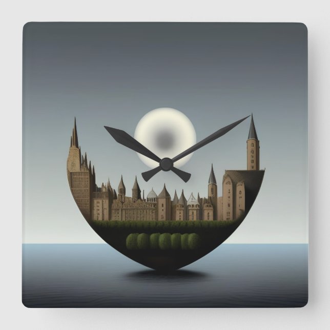 Echoes of Ethics: The Reversed Reflection Square Wall Clock (Front)