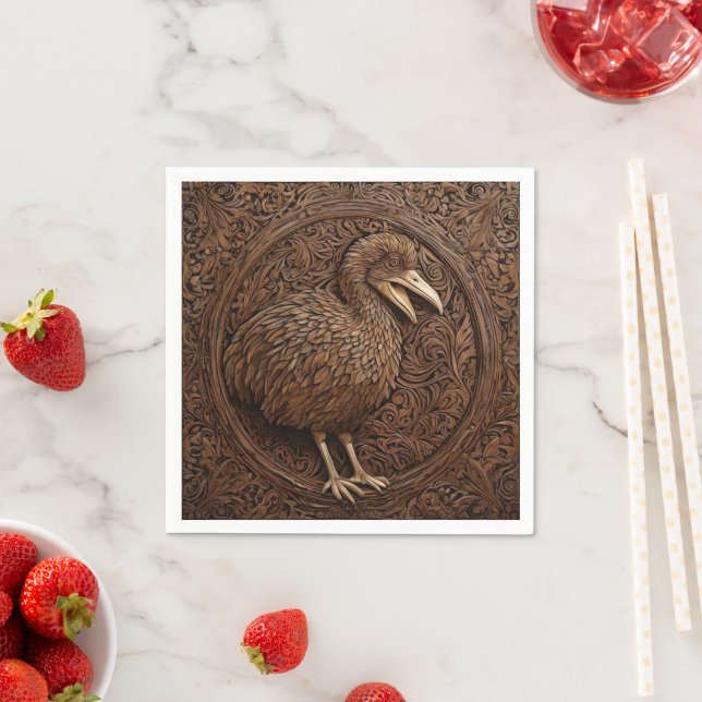 "Echoes of Extinction: Dodo Wood Art" Napkin (Insitu)