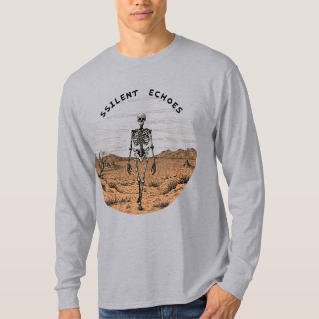 Echoes of Silence: A Skeleton Walking Through  T-Shirt (Front)