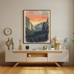 Echoes of Stone – Retro Yosemite National Park Poster
