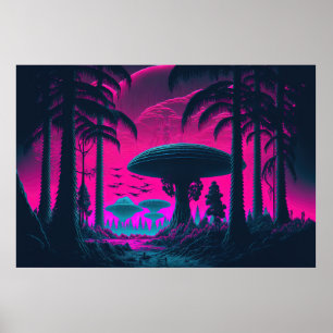 Echoes of the Extraterrestrial: A Vaporwave Advent Poster