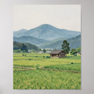 Echoes of the Harvest: A Solitary Farmhouse Nestle Poster